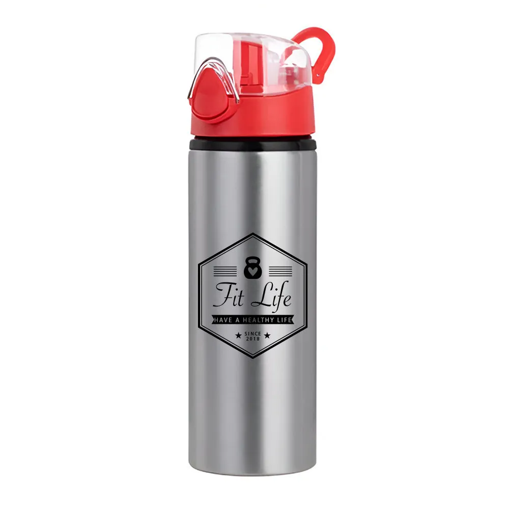 Aluminium Water Bottle with Red Flip Lid 750ml 