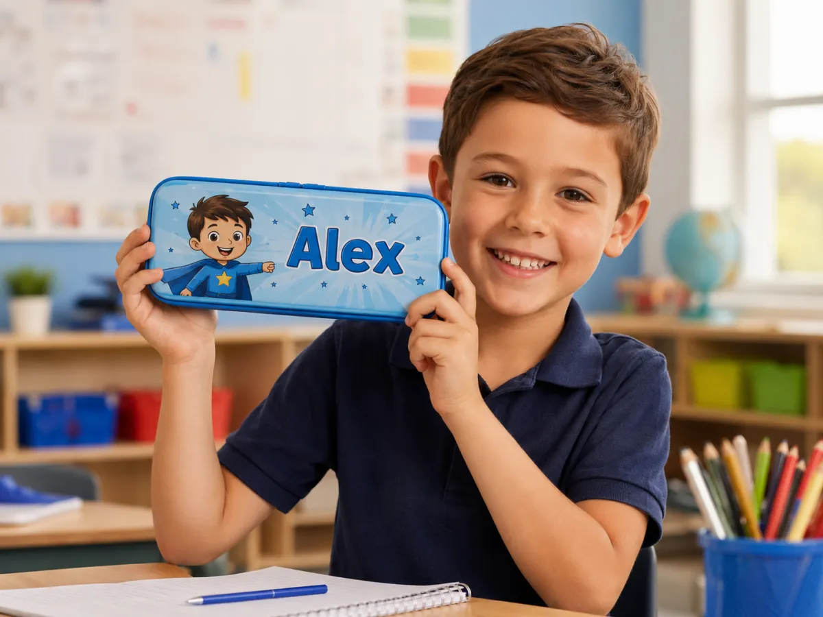 Blue Personalised Stationery & Pencil Tin, personalised product example