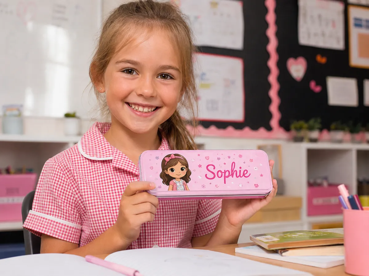 Pink Personalised Stationery & Pencil Tin, personalised product example