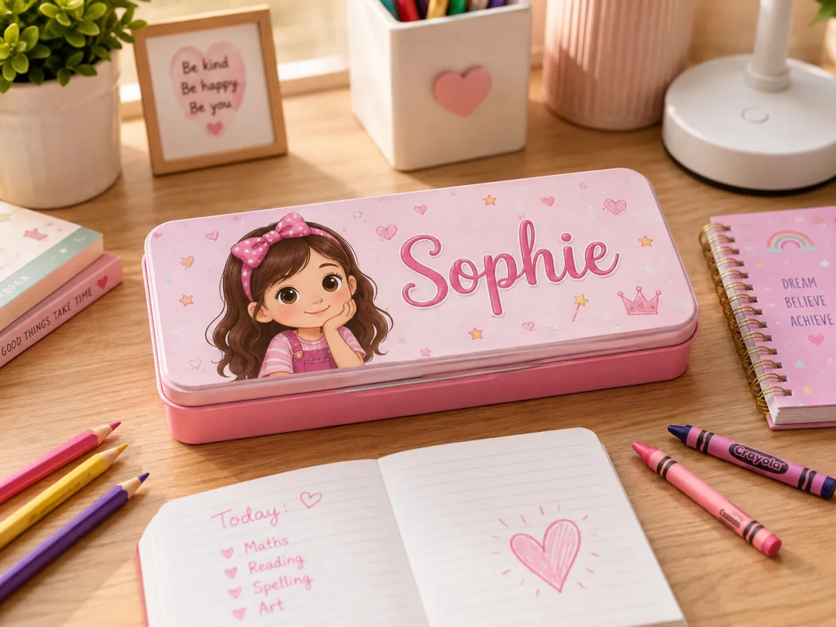 Pink Personalised Stationery & Pencil Tin, personalised product inspiration