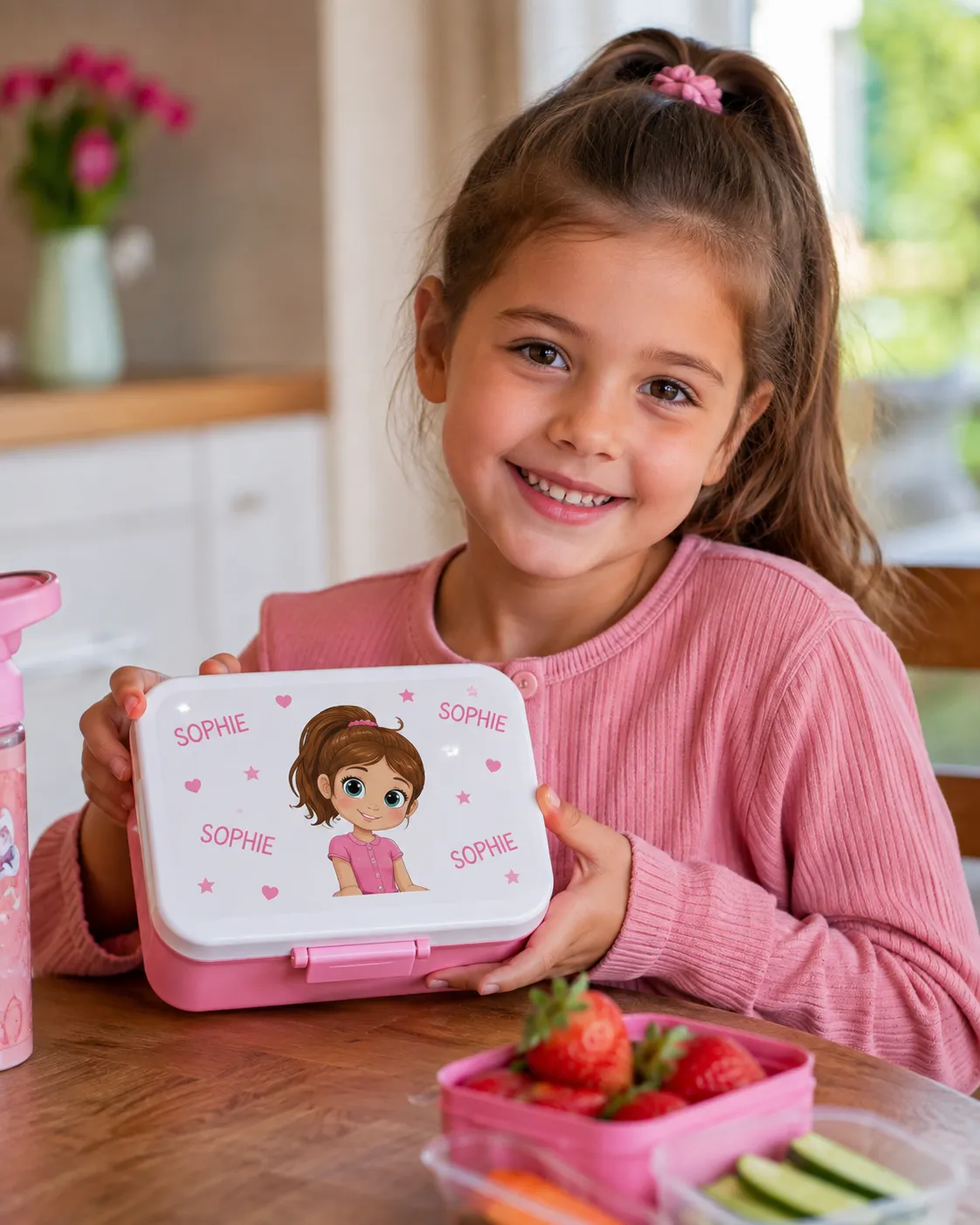 Pink Small Plastic Lunchbox, personalised product example