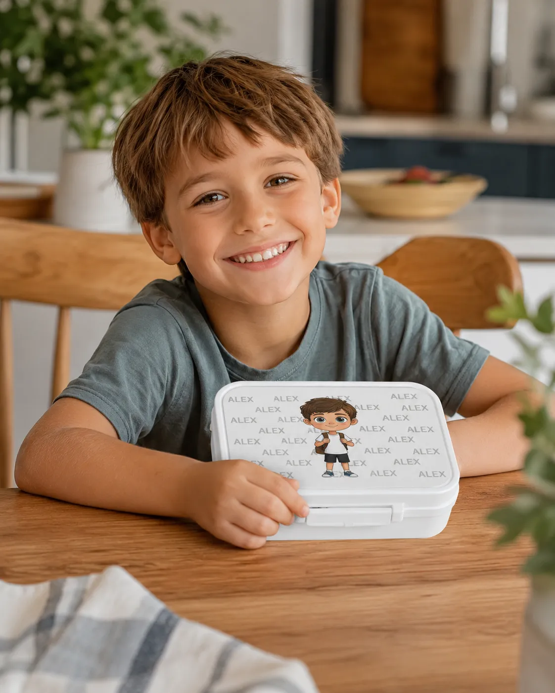 White Small Plastic Lunchbox, personalised product example