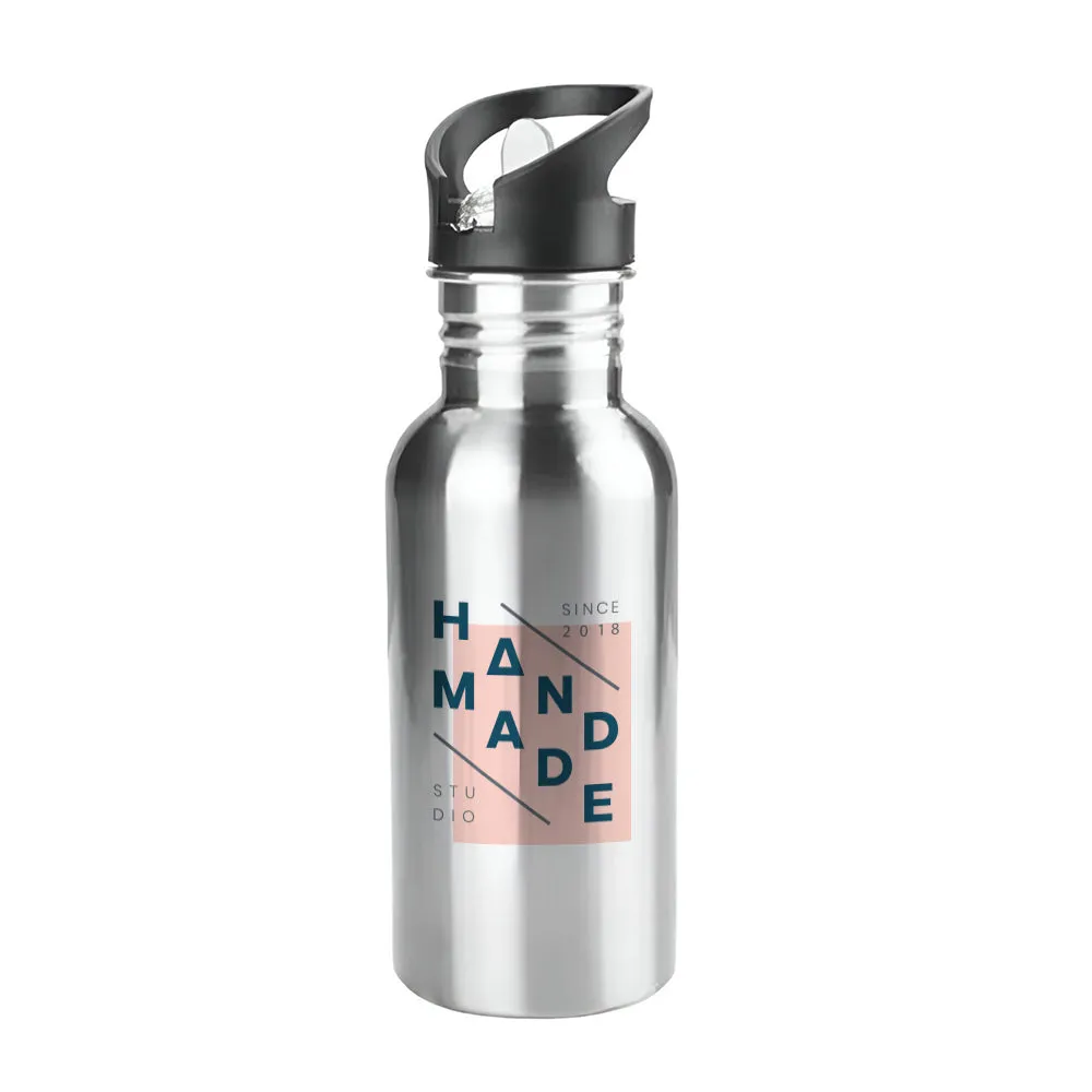 Water Bottle with Integrated Straw