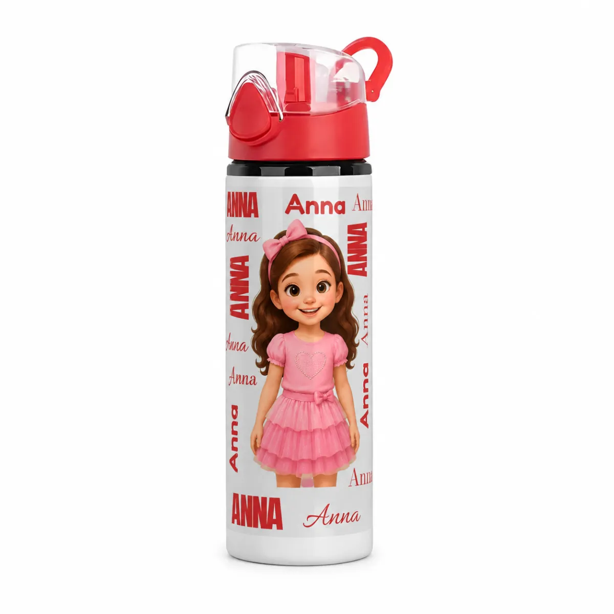 White Water Bottle with Red Flip Lid, personalised product inspiration